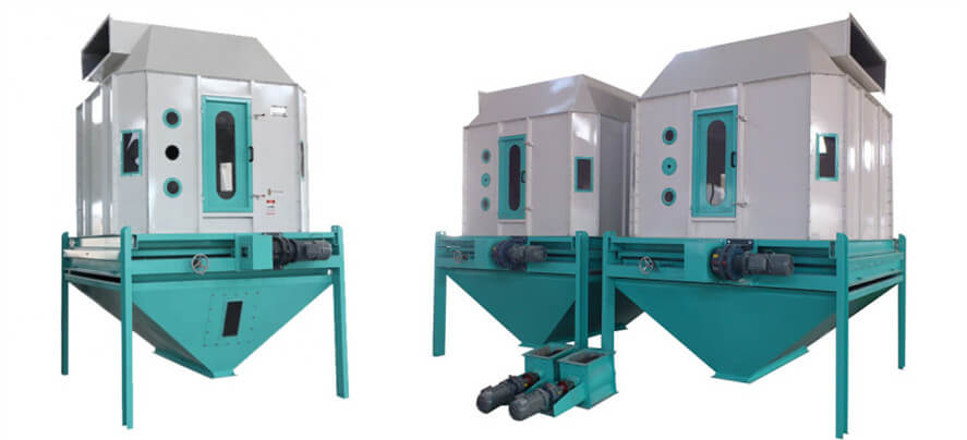 Pellet mill pellets counterflow cooler