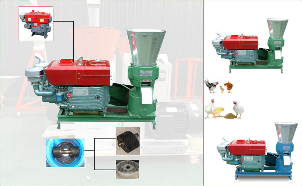 animal diesel flat die feed pellet mill 