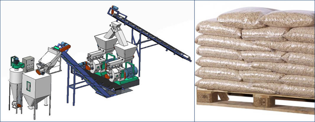 complete pine wood pellet production line