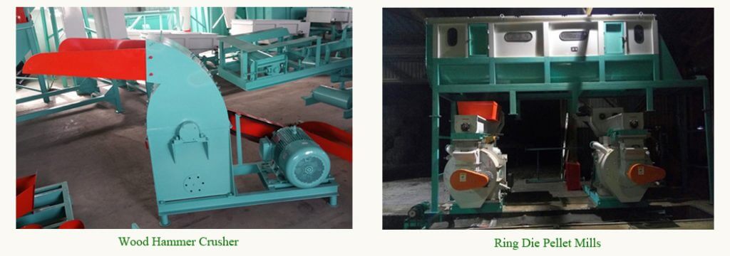 wood hammer crusher and ring die pellet mill