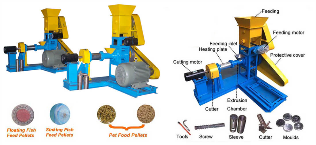 details features of aquatic feed extruder